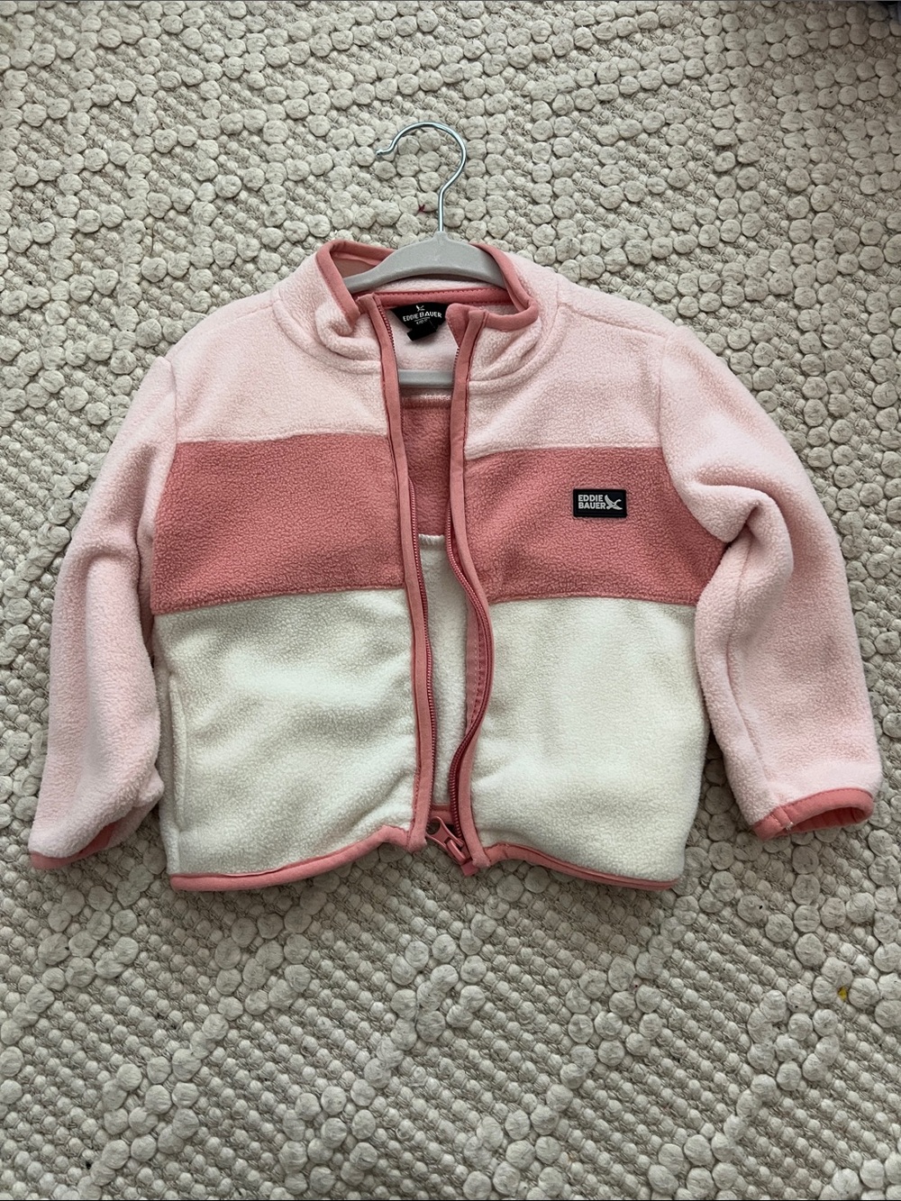 Eddie Bauer Pink & Cream Colorblock Fleece Jacket for Kids - Two-Tone Zip